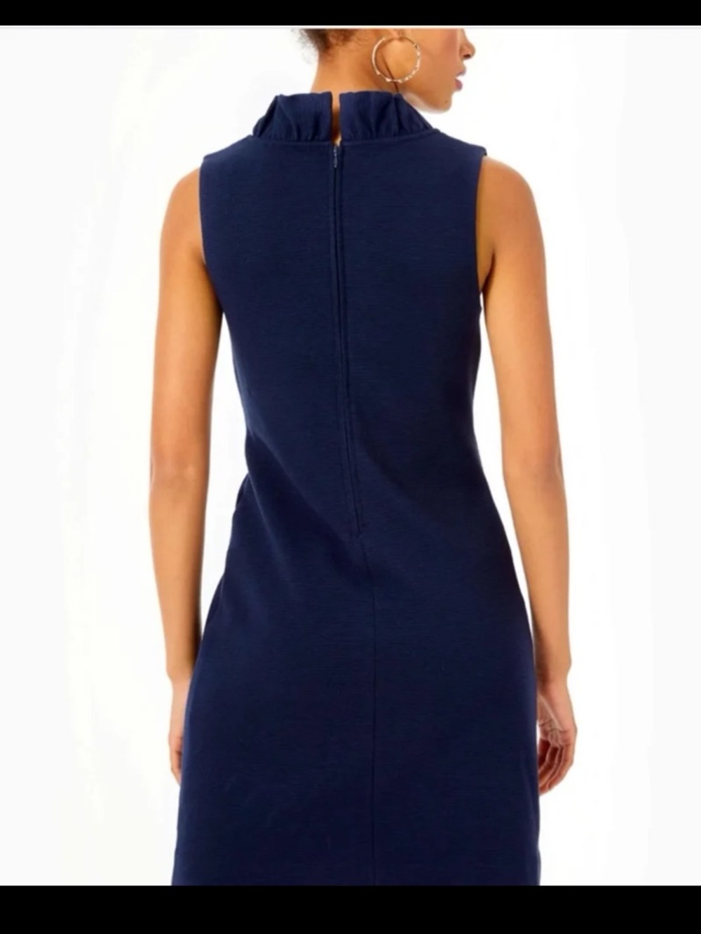 Lilly Pulitzer Tisbury Knit V-Neck Ruffle Detail Sheath Dress Navy Size Medium - Picture 7 of 12